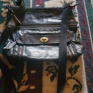 Genuine Leather Crossbody Fossil Black Handbag